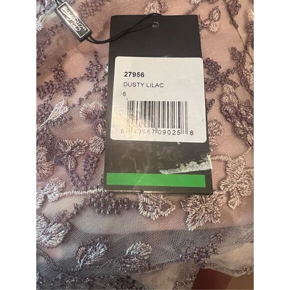 La Femme - 27956 Beaded Bateau Mother of the Bride Sheath Dress in Dusty Lilac S - Picture 9 of 9